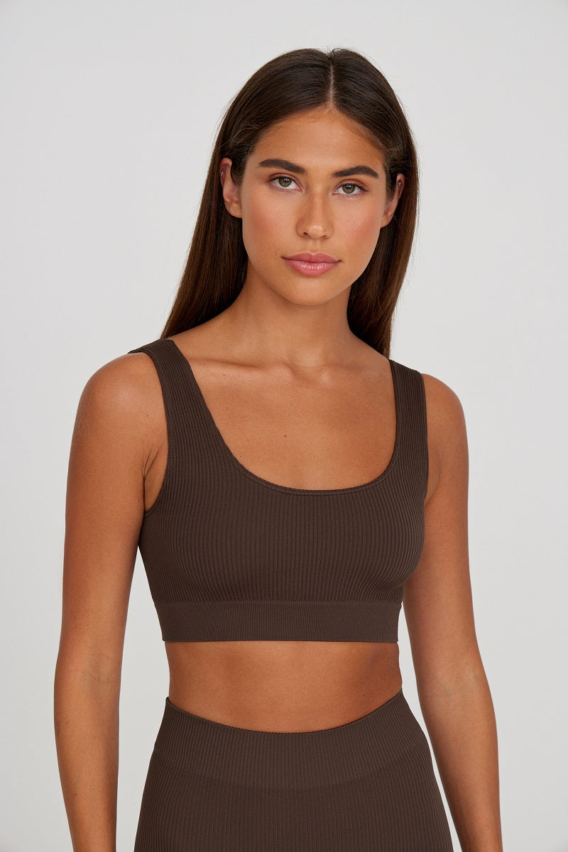 Wide strap ribbed top
